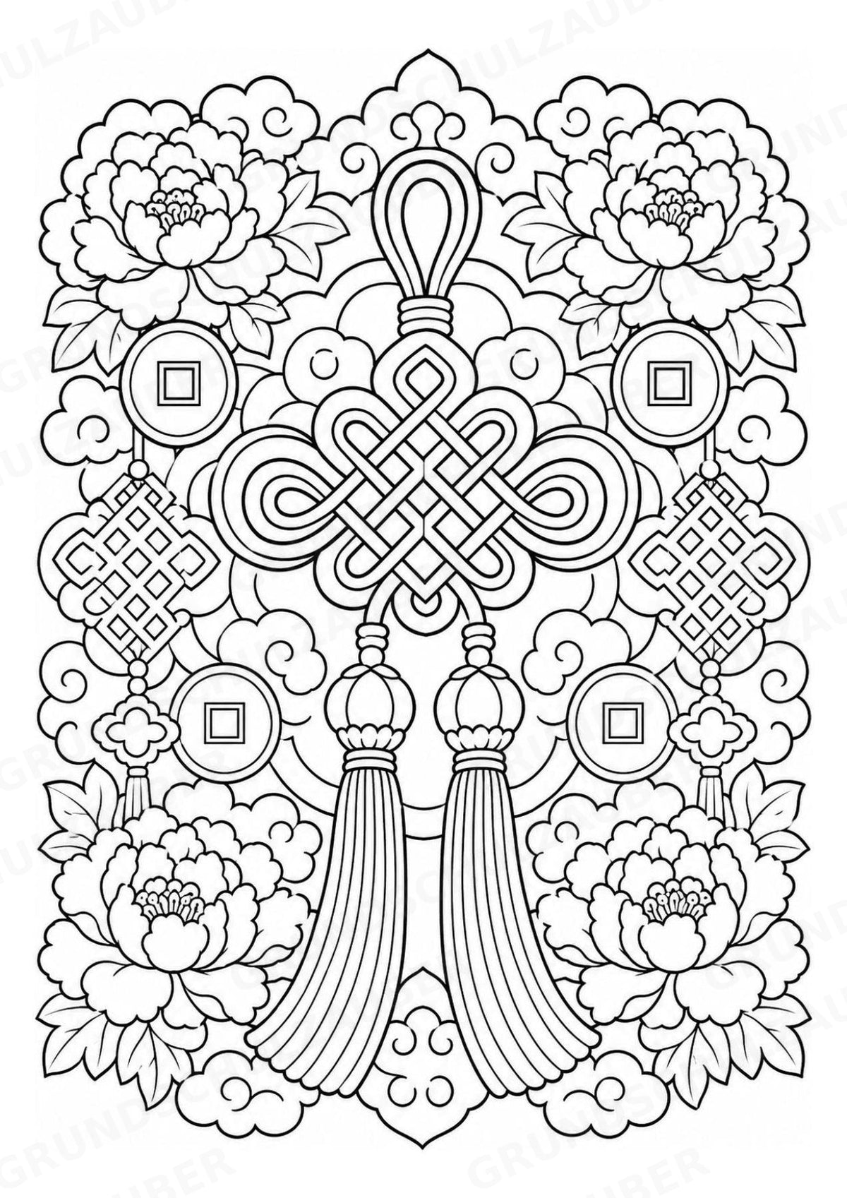 China Mandalas Ausmalbilder – Länder und Kulturen – 15 Malvorlagen – Materialseite 13