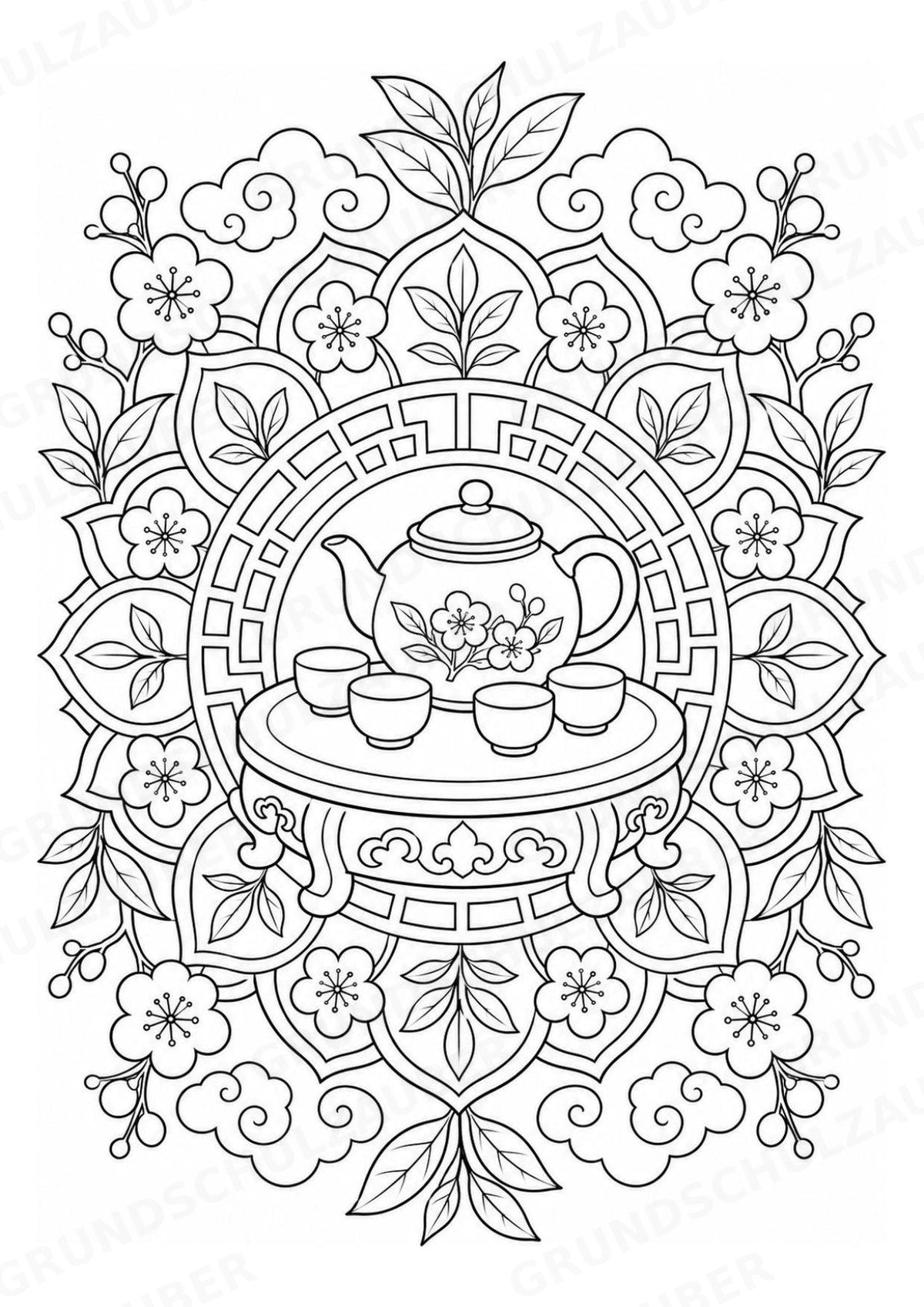 China Mandalas Ausmalbilder – Länder und Kulturen – 15 Malvorlagen – Materialseite 14