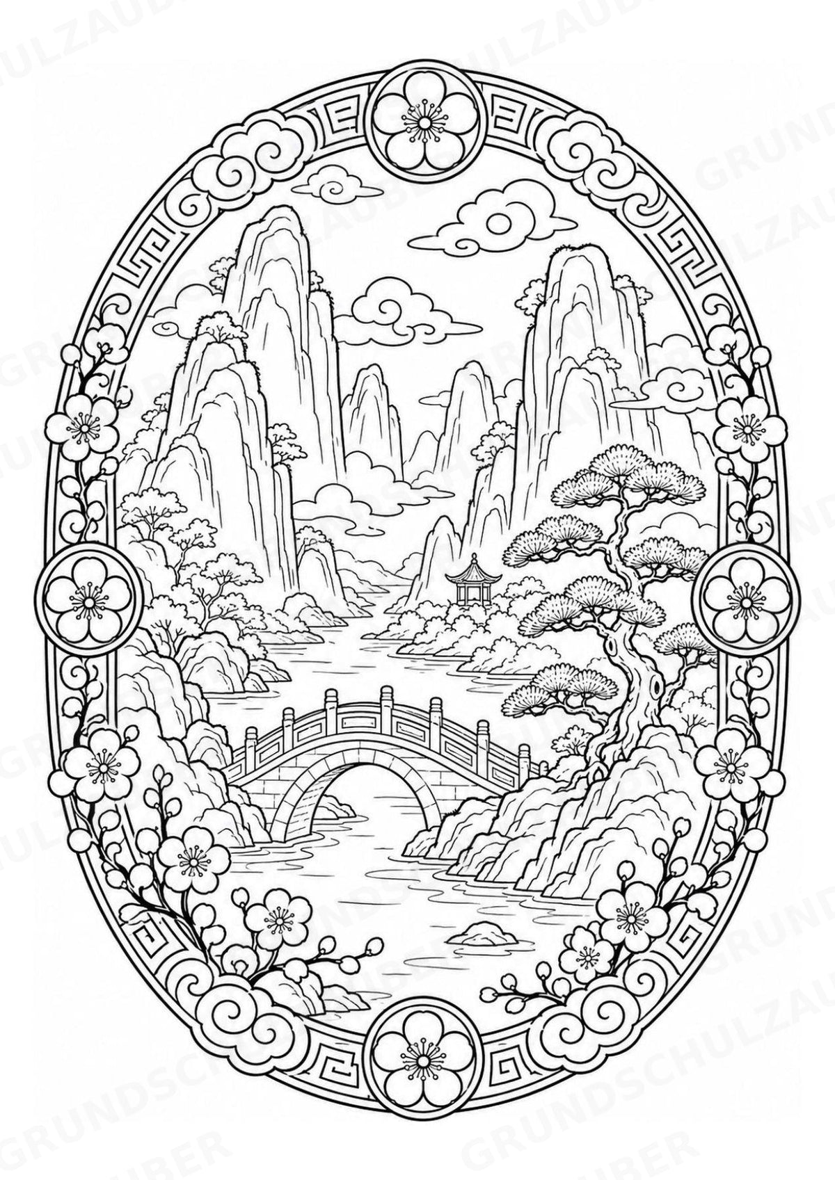 China Mandalas Ausmalbilder – Länder und Kulturen – 15 Malvorlagen – Materialseite 15