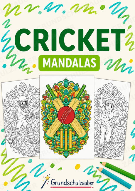 Cricket Mandalas Ausmalbilder – Sport – 15 Malvorlagen – Cover