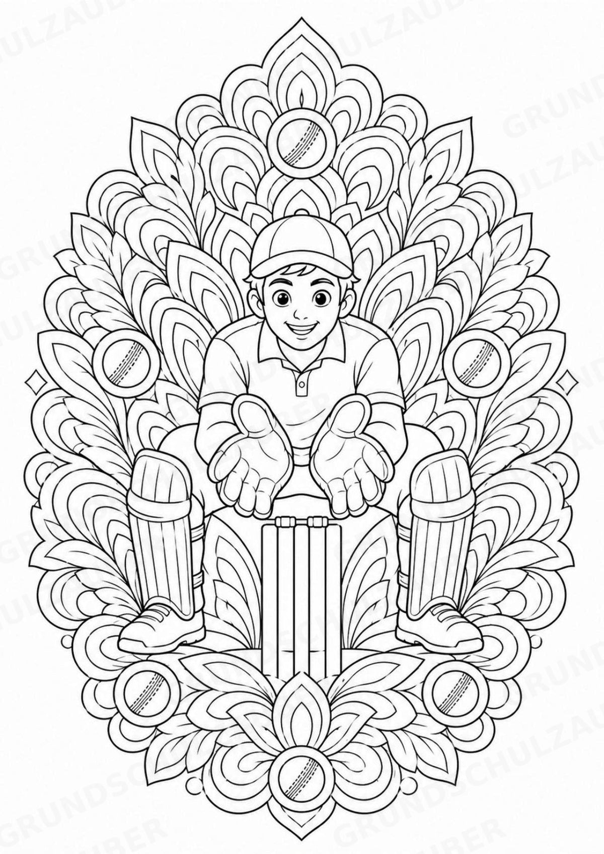 Cricket Mandalas Ausmalbilder – Sport – 15 Malvorlagen – Materialseite 5