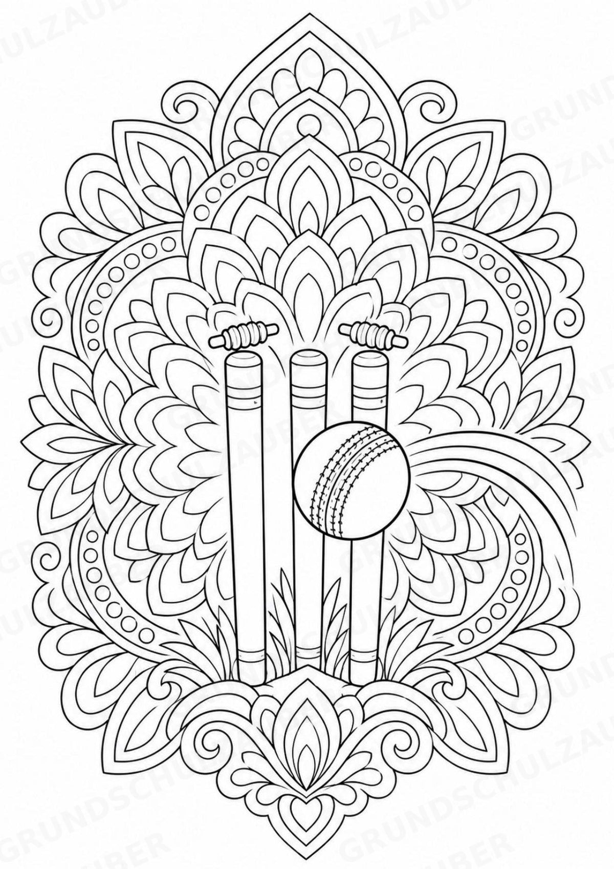 Cricket Mandalas Ausmalbilder – Sport – 15 Malvorlagen – Materialseite 8