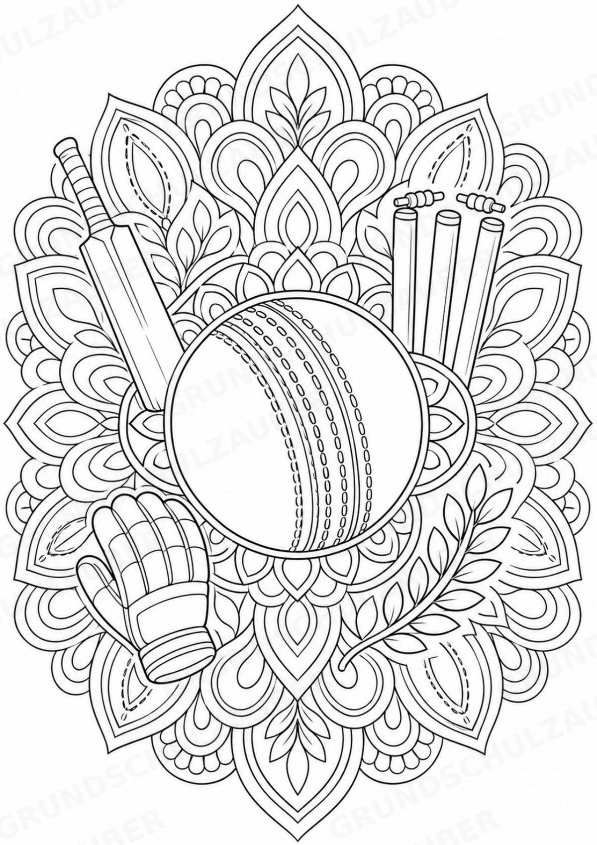 Cricket Mandalas Ausmalbilder – Sport – 15 Malvorlagen – Materialseite 16