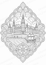 Dänemark Mandalas Ausmalbilder – Länder und Kulturen – 15 Malvorlagen – Materialseite 6