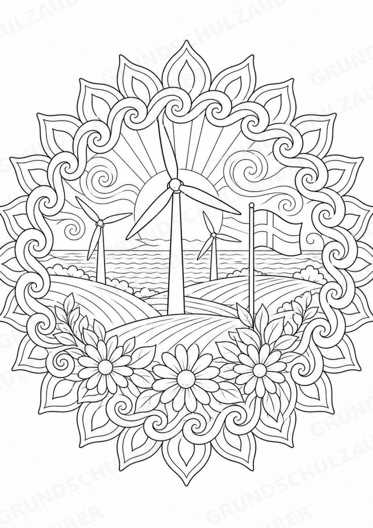 Dänemark Mandalas Ausmalbilder – Länder und Kulturen – 15 Malvorlagen – Materialseite 11