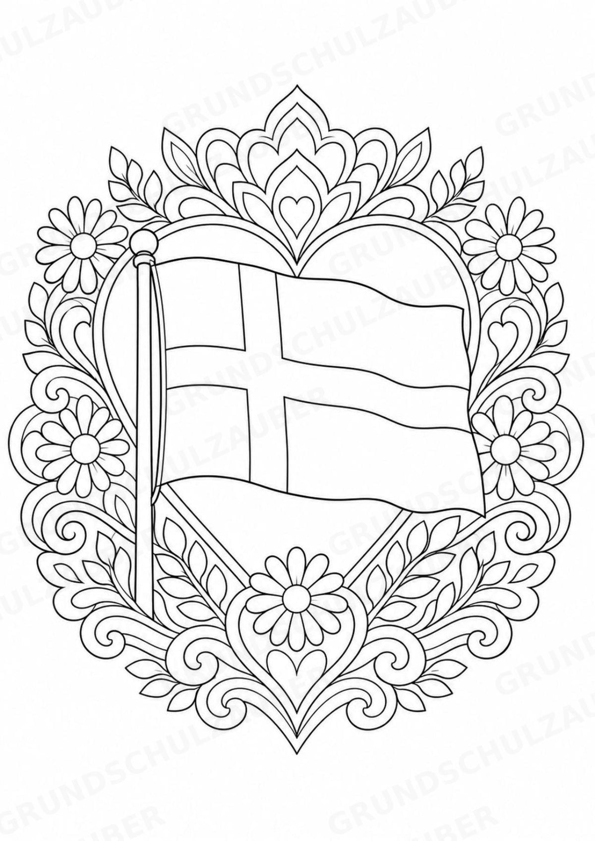 Dänemark Mandalas Ausmalbilder – Länder und Kulturen – 15 Malvorlagen – Materialseite 14