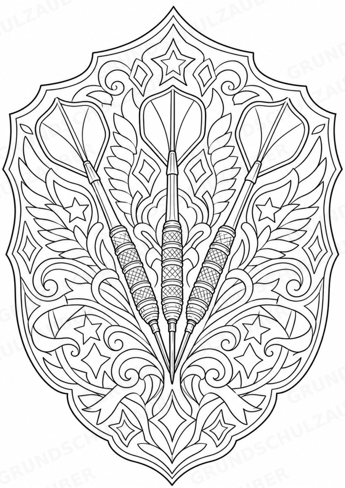 Darts Mandalas Ausmalbilder – Sport – 15 Malvorlagen – Materialseite 3