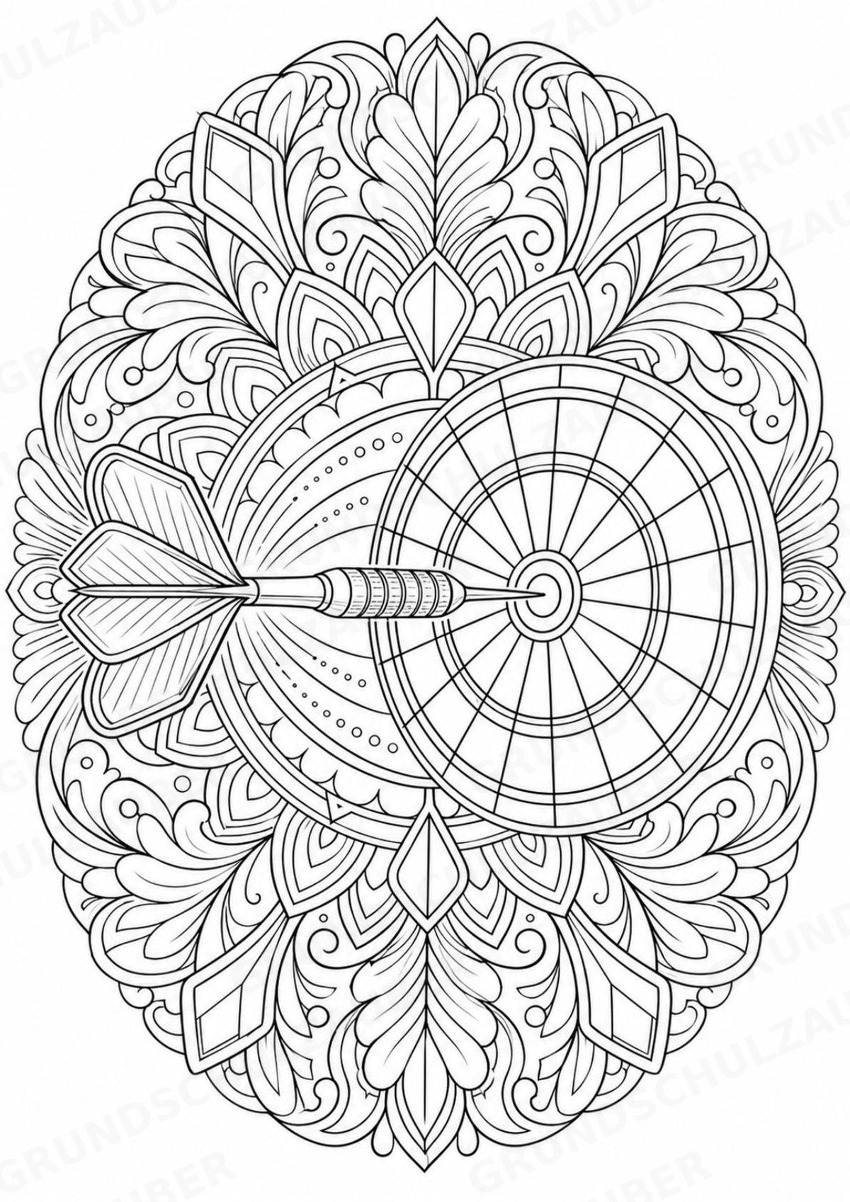 Darts Mandalas Ausmalbilder – Sport – 15 Malvorlagen – Materialseite 4