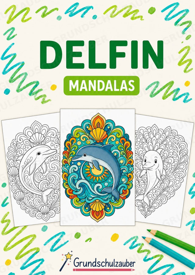 Delfin Mandalas Ausmalbilder – Tiere – 15 Malvorlagen – Cover