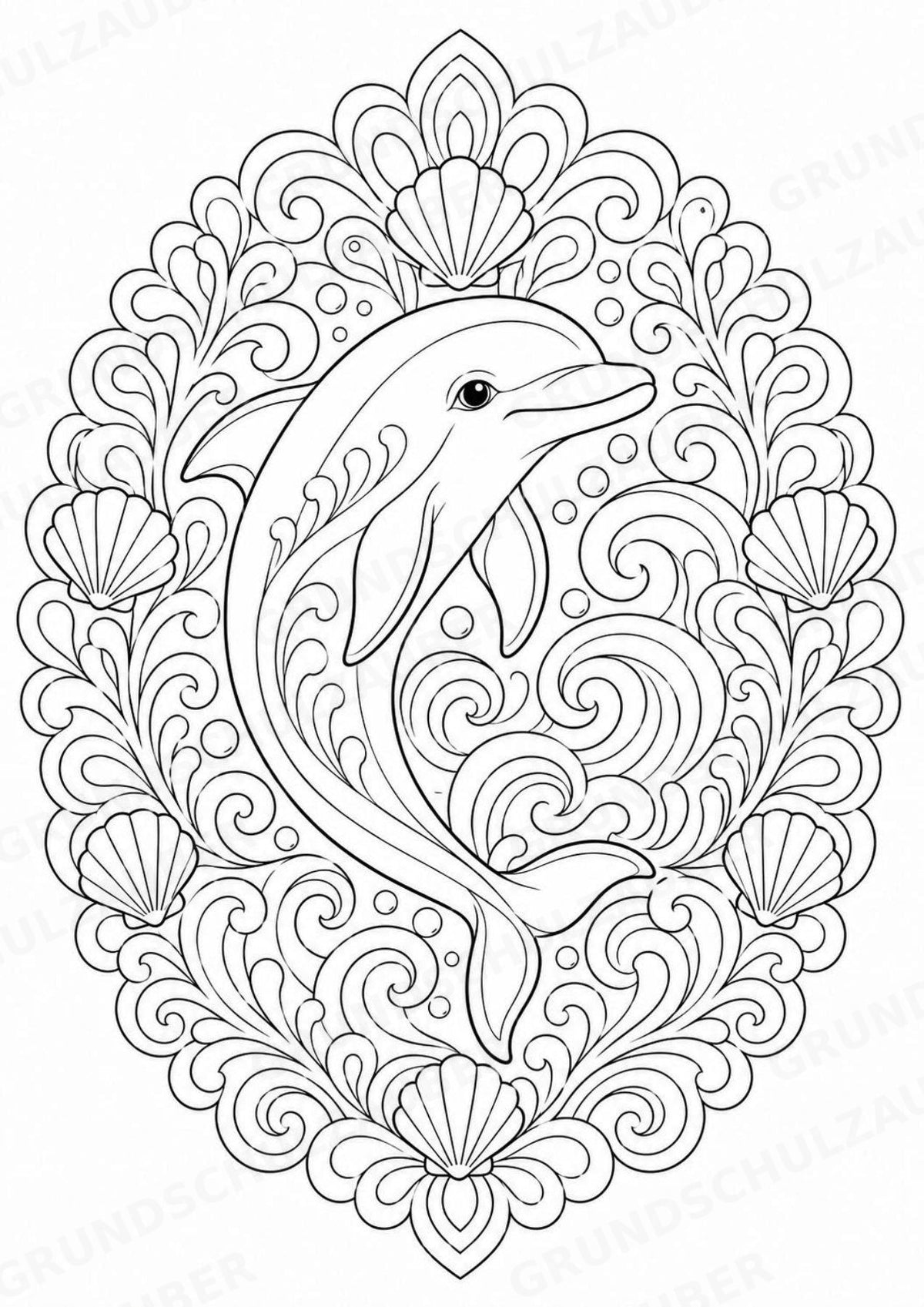 Delfin Mandalas Ausmalbilder – Tiere – 15 Malvorlagen – Materialseite 2