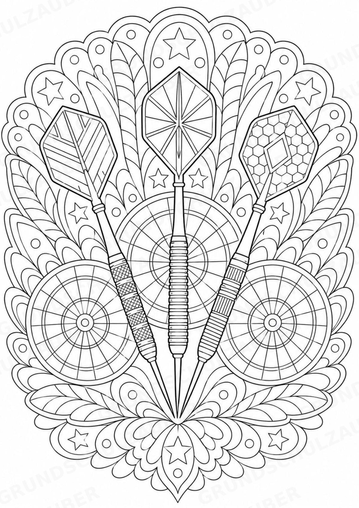 Darts Mandalas Ausmalbilder – Sport – 15 Malvorlagen – Materialseite 9
