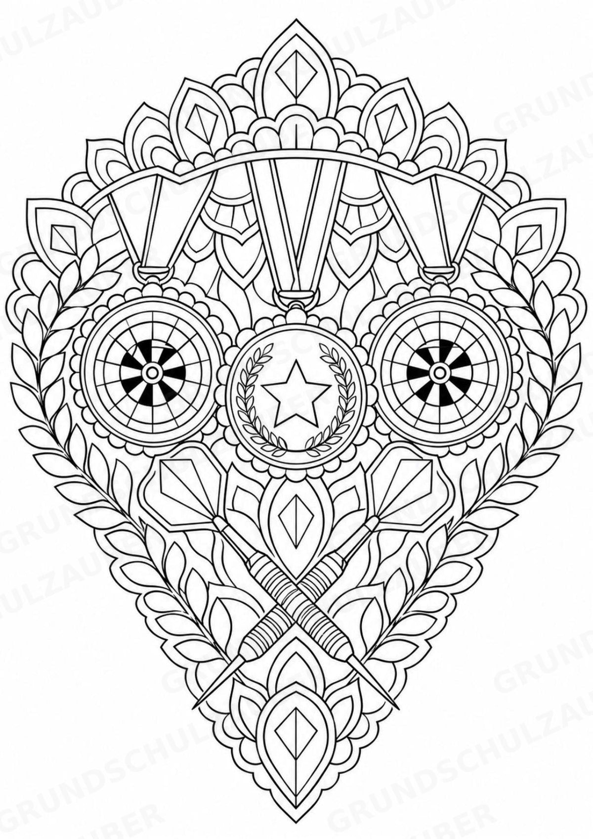 Darts Mandalas Ausmalbilder – Sport – 15 Malvorlagen – Materialseite 13
