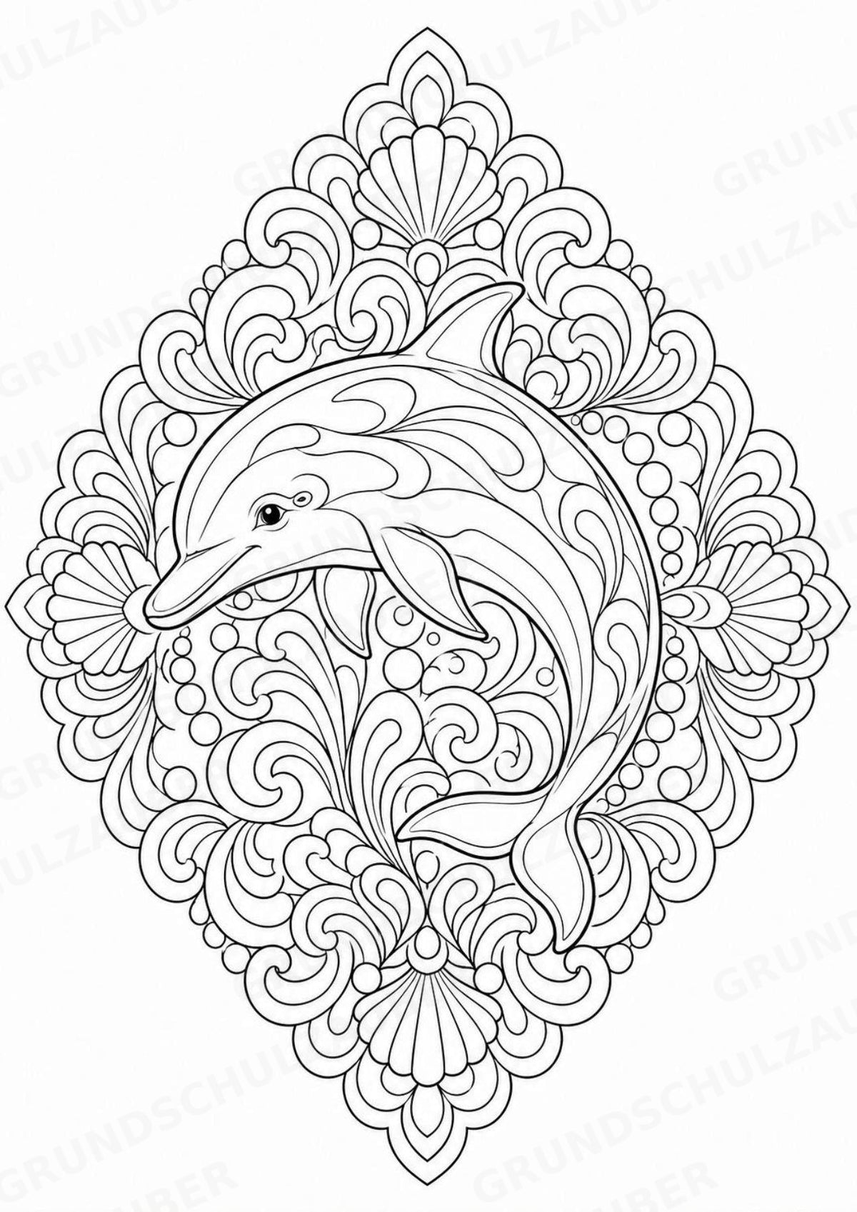 Delfin Mandalas Ausmalbilder – Tiere – 15 Malvorlagen – Materialseite 8
