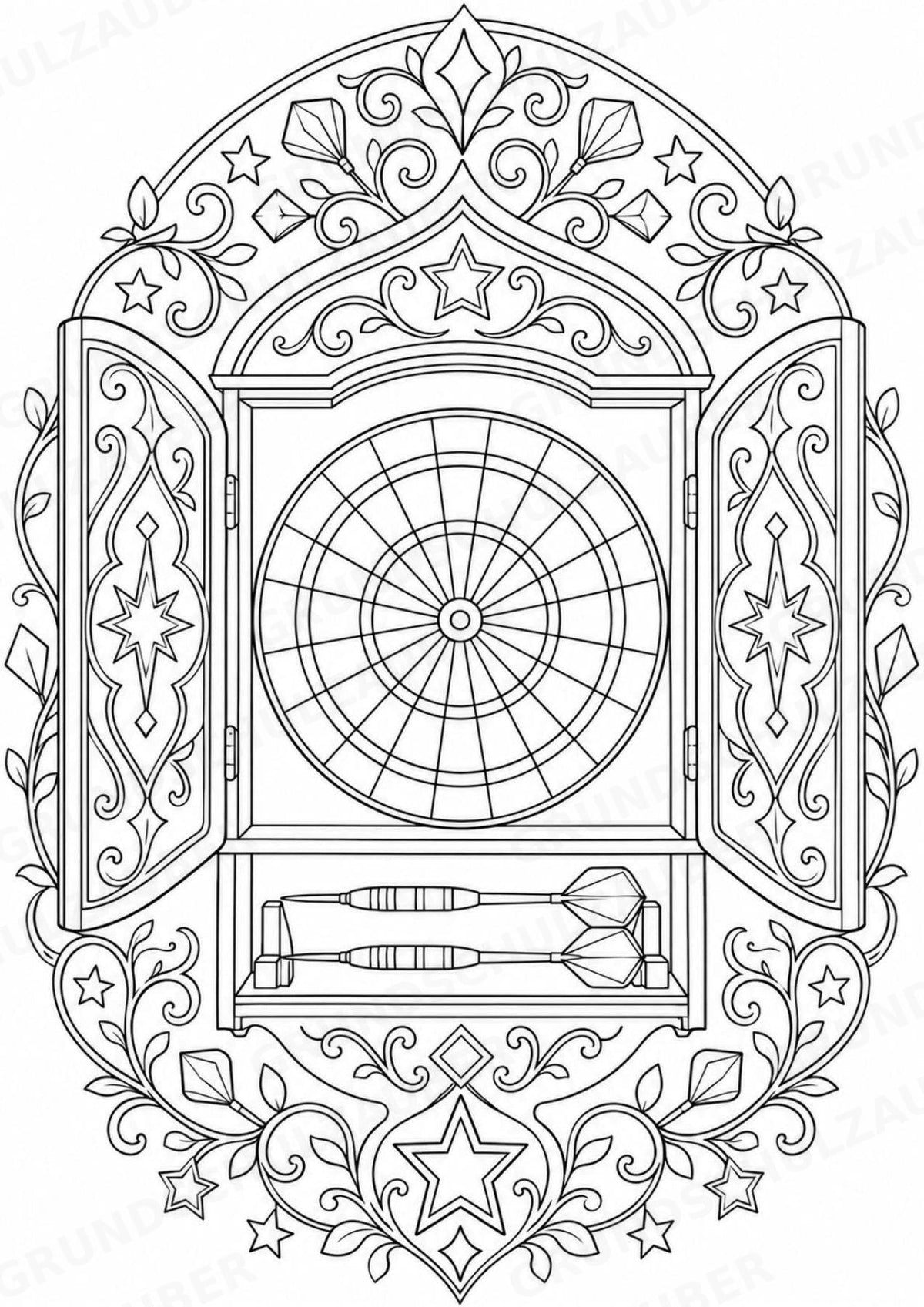 Darts Mandalas Ausmalbilder – Sport – 15 Malvorlagen – Materialseite 16