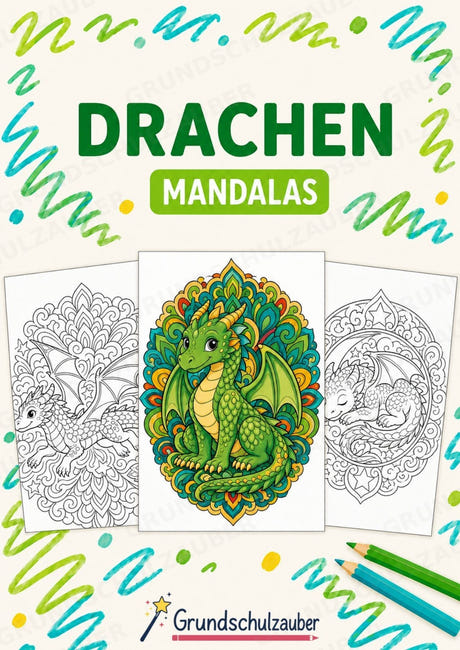 Drachen Mandalas Ausmalbilder – Märchen – 15 Malvorlagen – Cover