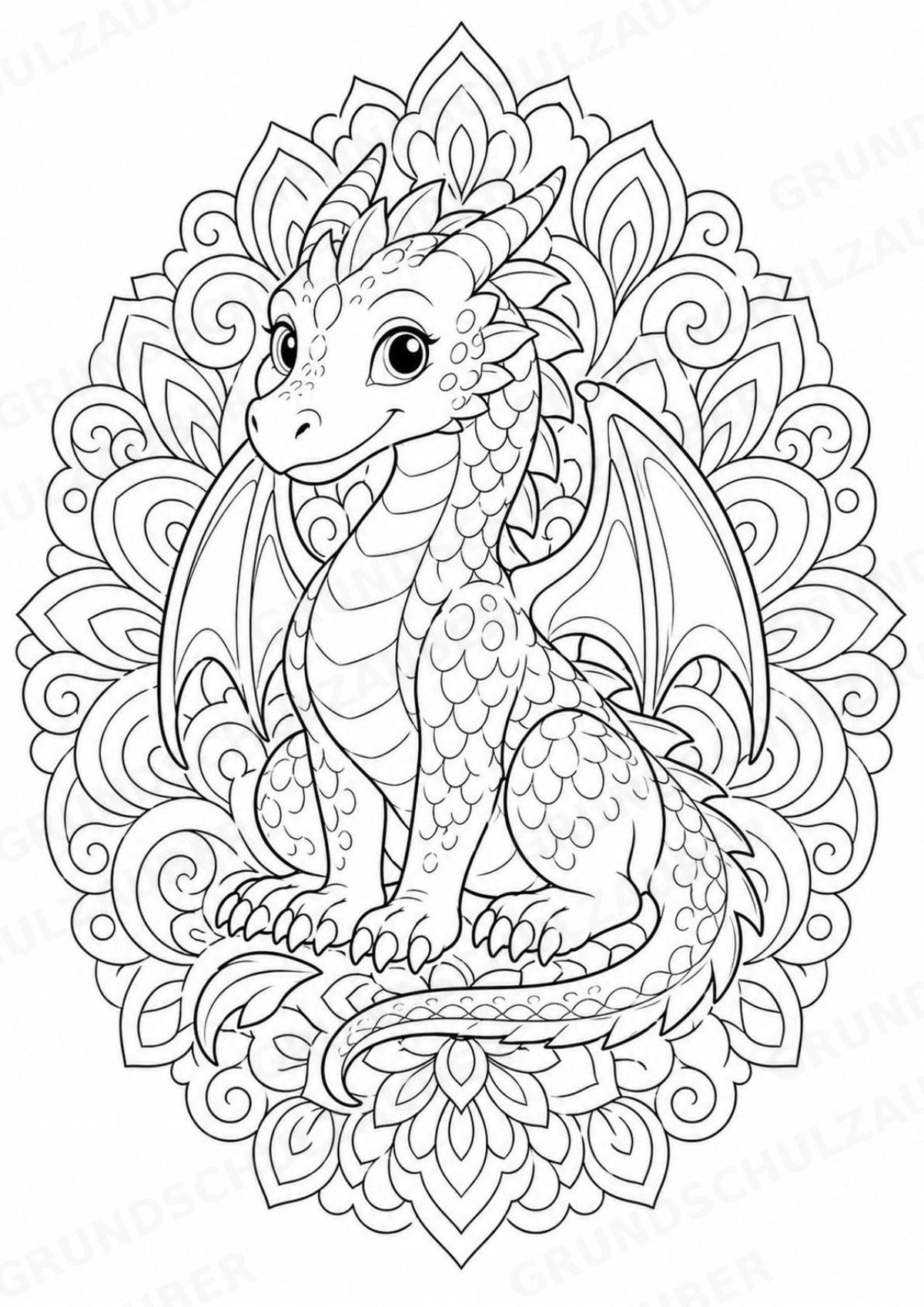 Drachen Mandalas Ausmalbilder – Märchen – 15 Malvorlagen – Materialseite 2