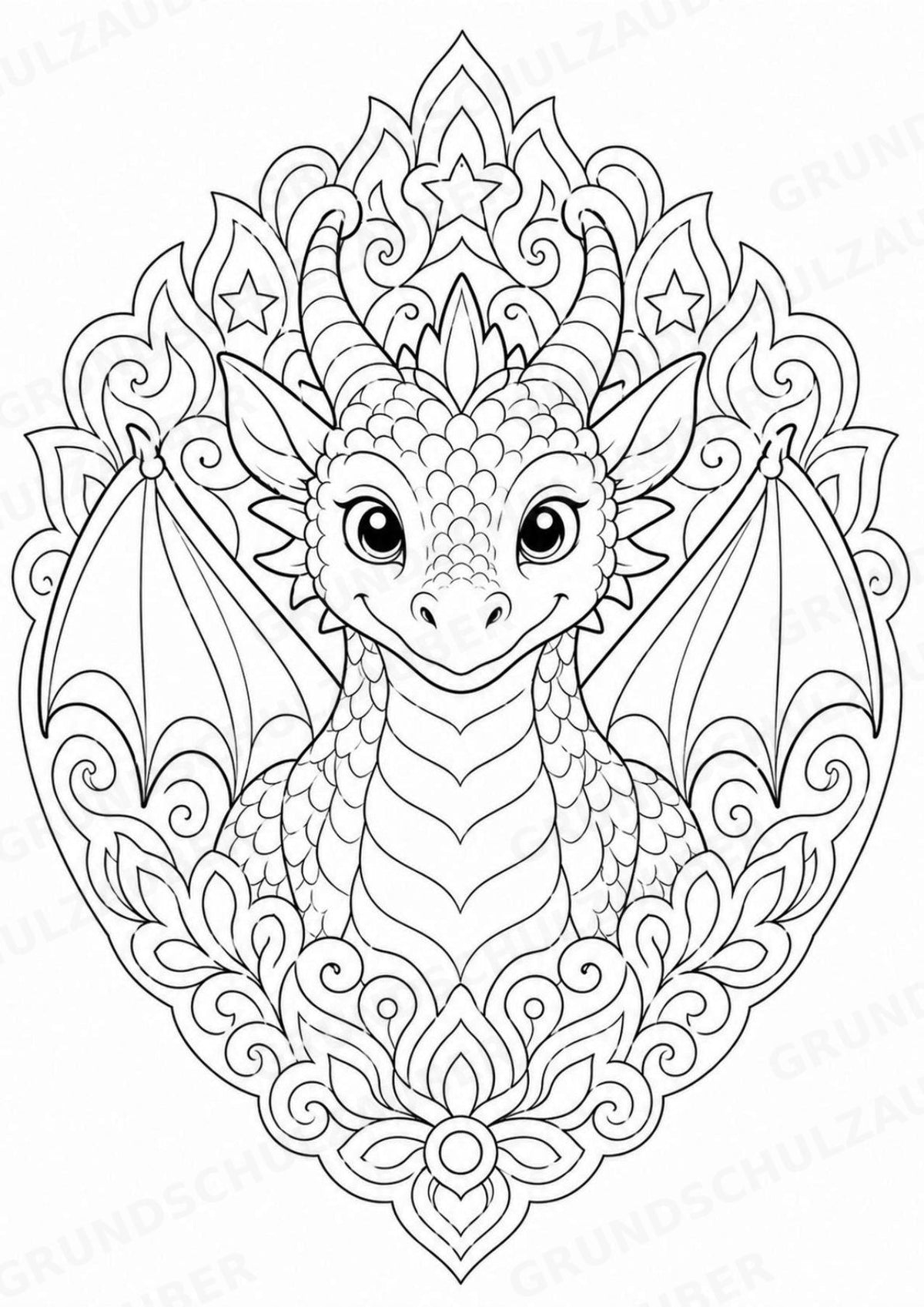 Drachen Mandalas Ausmalbilder – Märchen – 15 Malvorlagen – Materialseite 6