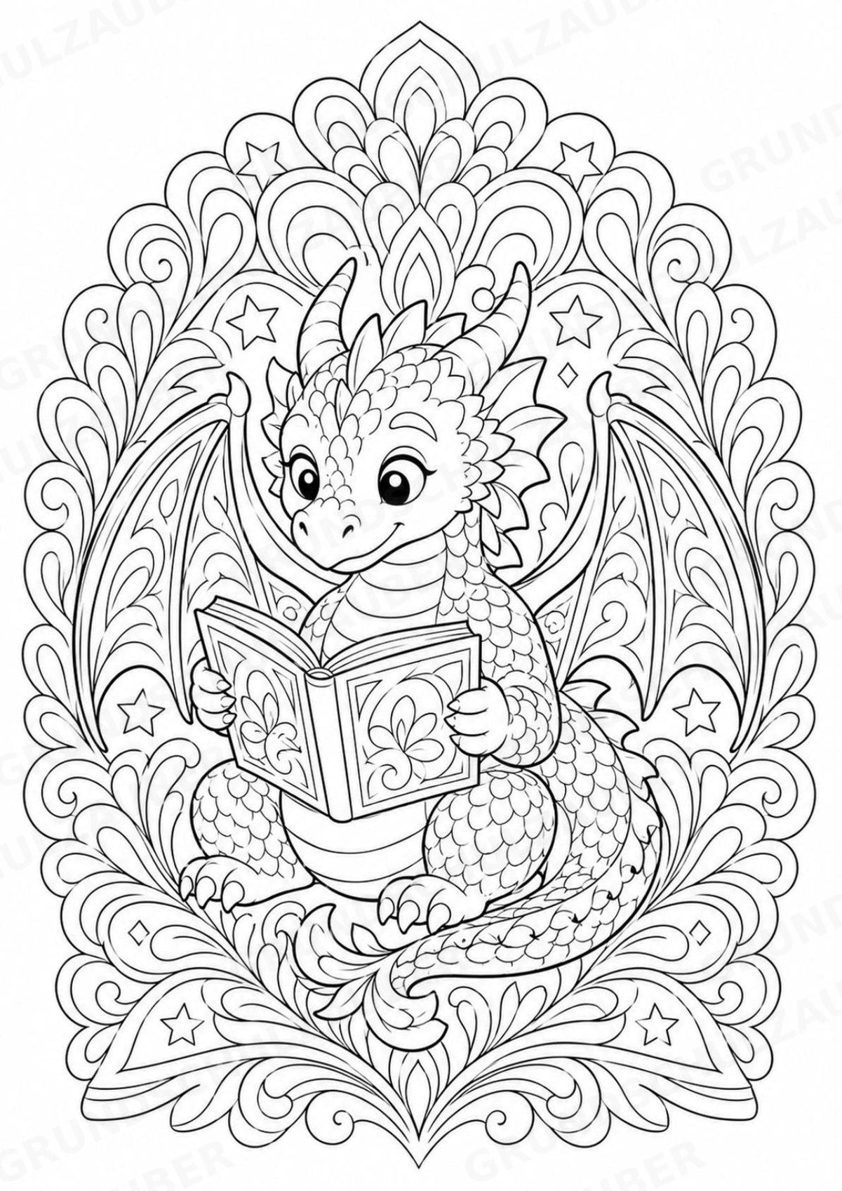 Drachen Mandalas Ausmalbilder – Märchen – 15 Malvorlagen – Materialseite 7