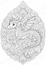 Drachen Mandalas Ausmalbilder – Märchen – 15 Malvorlagen – Materialseite 8