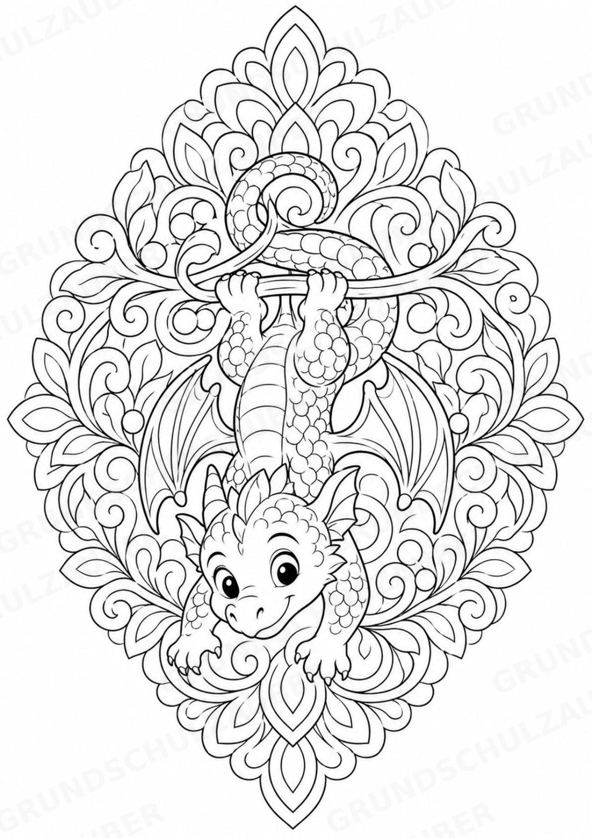 Drachen Mandalas Ausmalbilder – Märchen – 15 Malvorlagen – Materialseite 12