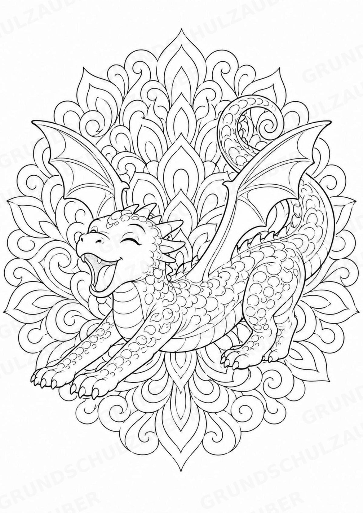Drachen Mandalas Ausmalbilder – Märchen – 15 Malvorlagen – Materialseite 14
