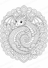 Drachen Mandalas Ausmalbilder – Märchen – 15 Malvorlagen – Materialseite 16