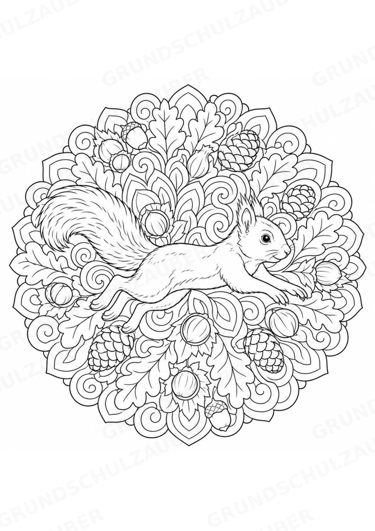 Eichhörnchen Mandalas Ausmalbilder – Tiere – 15 Malvorlagen – Materialseite 4