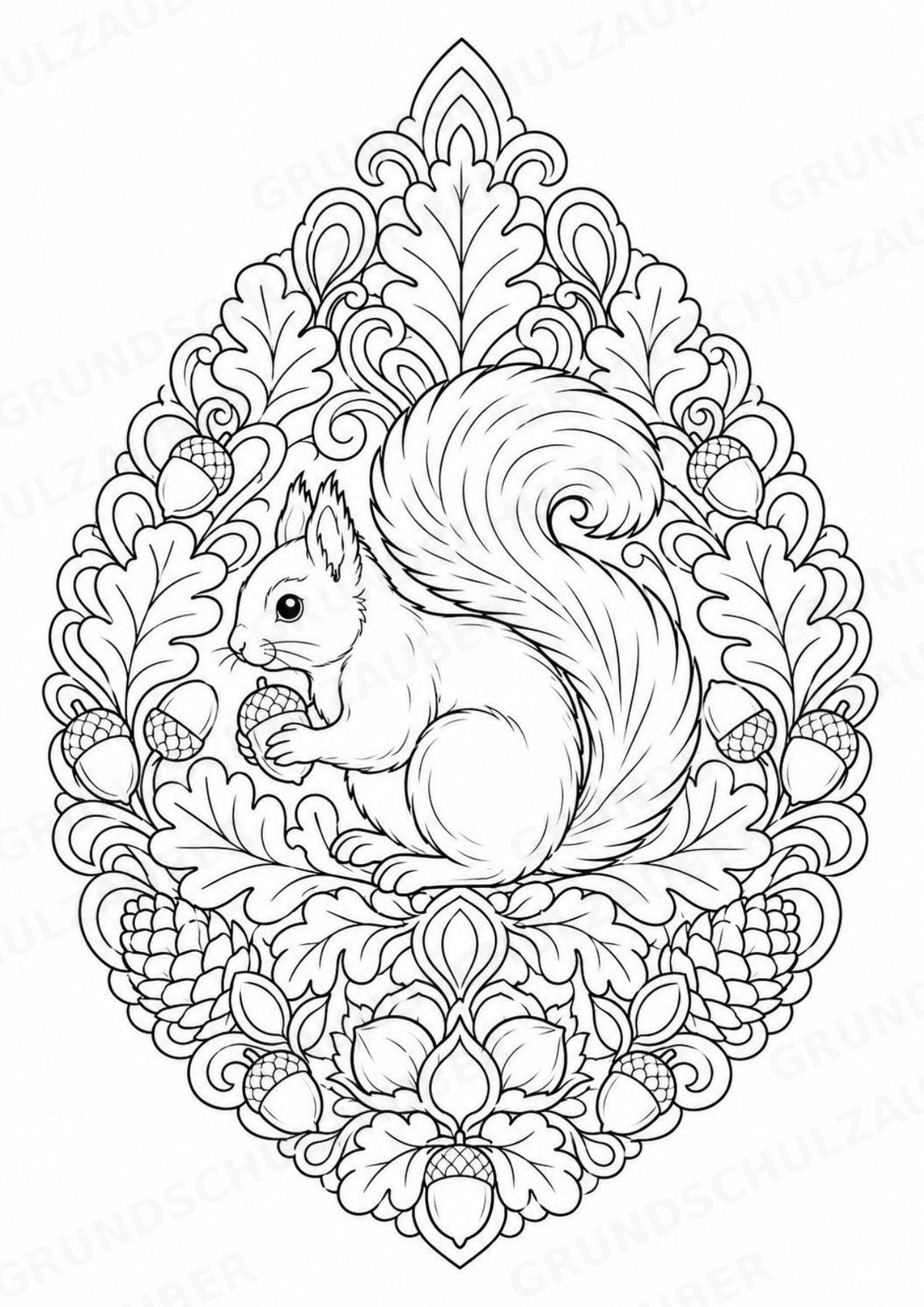 Eichhörnchen Mandalas Ausmalbilder – Tiere – 15 Malvorlagen – Materialseite 10