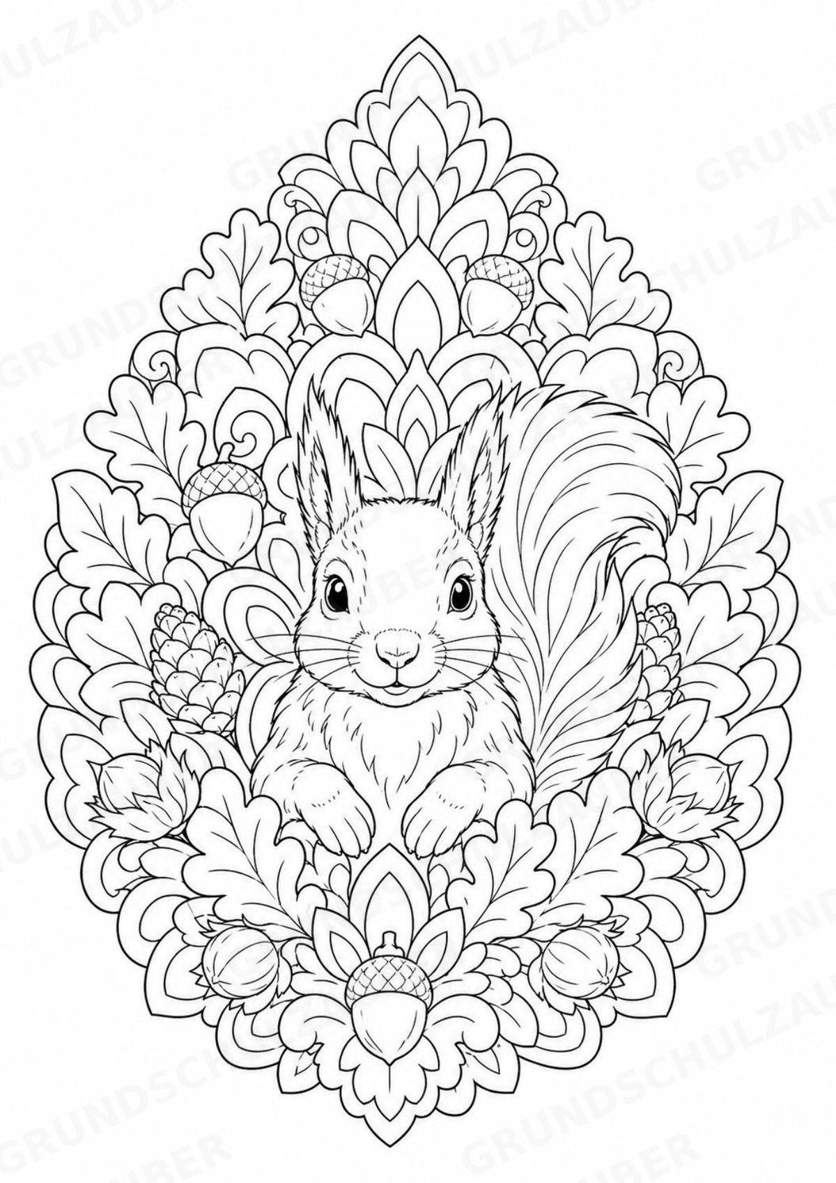 Eichhörnchen Mandalas Ausmalbilder – Tiere – 15 Malvorlagen – Materialseite 14