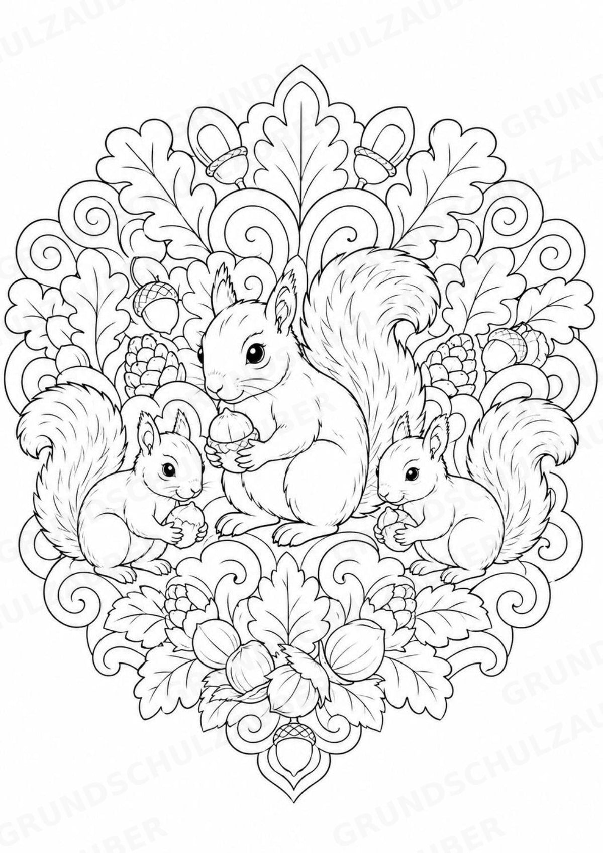 Eichhörnchen Mandalas Ausmalbilder – Tiere – 15 Malvorlagen – Materialseite 16