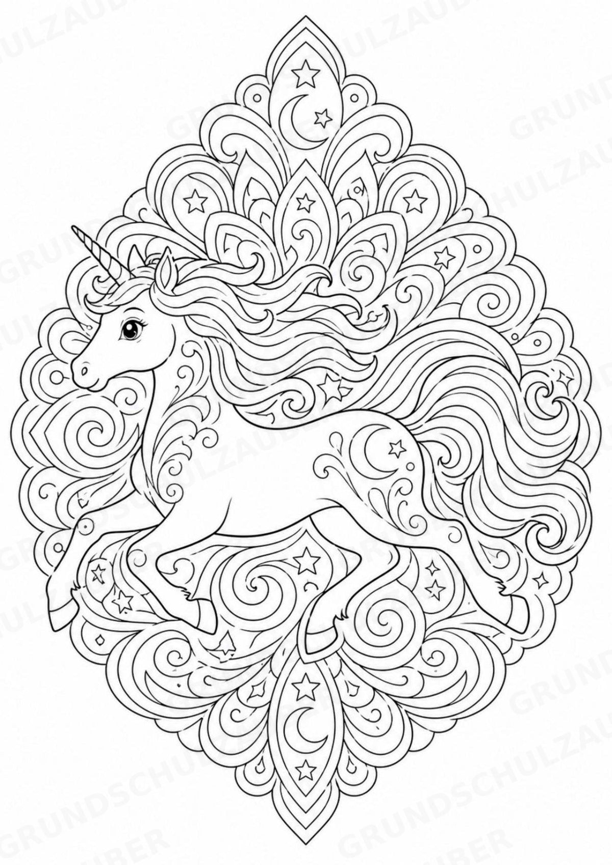 Einhorn Mandalas Ausmalbilder – Märchen – 15 Malvorlagen – Materialseite 4