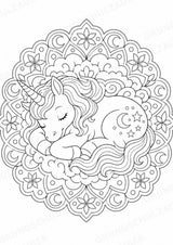 Einhorn Mandalas Ausmalbilder – Märchen – 15 Malvorlagen – Materialseite 5