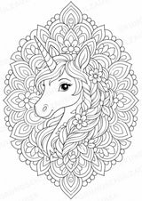 Einhorn Mandalas Ausmalbilder – Märchen – 15 Malvorlagen – Materialseite 7