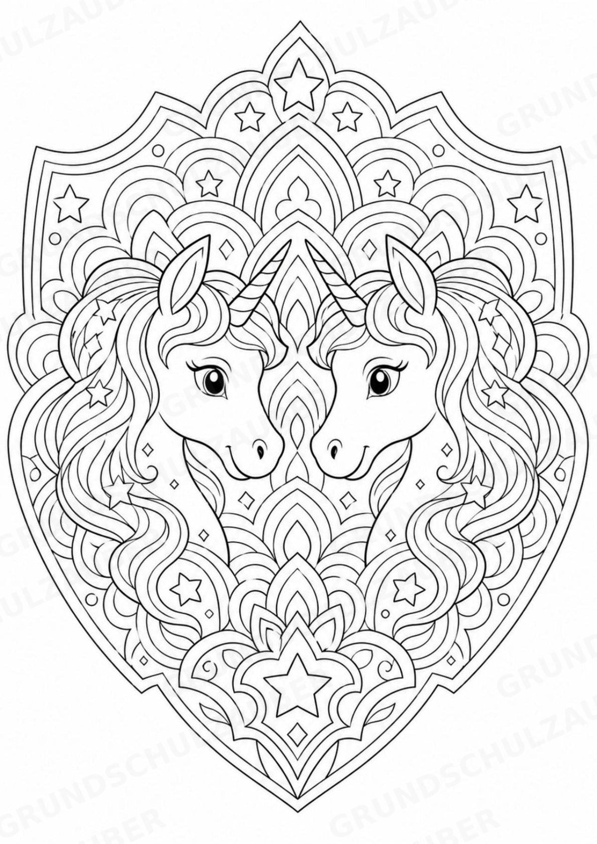 Einhorn Mandalas Ausmalbilder – Märchen – 15 Malvorlagen – Materialseite 9