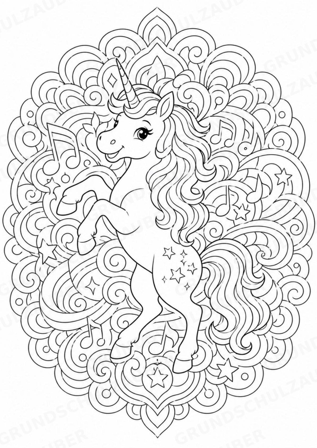 Einhorn Mandalas Ausmalbilder – Märchen – 15 Malvorlagen – Materialseite 12