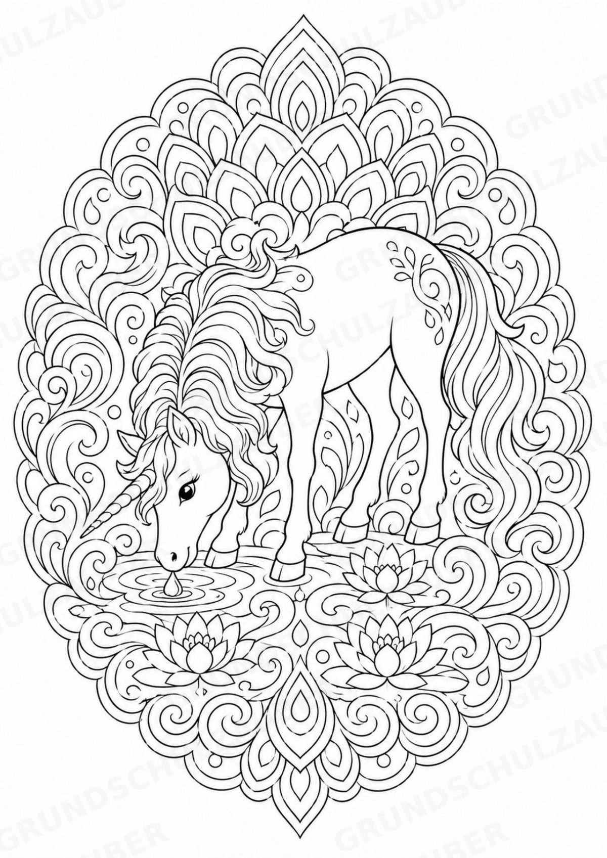 Einhorn Mandalas Ausmalbilder – Märchen – 15 Malvorlagen – Materialseite 13
