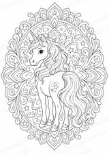 Einhorn Mandalas Ausmalbilder – Märchen – 15 Malvorlagen – Materialseite 14