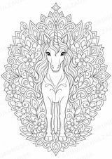 Einhorn Mandalas Ausmalbilder – Märchen – 15 Malvorlagen – Materialseite 16