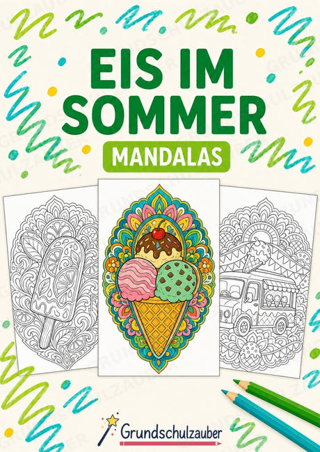 Eis im Sommer Mandalas Ausmalbilder – Wetter und Jahreszeiten – 15 Malvorlagen – Cover