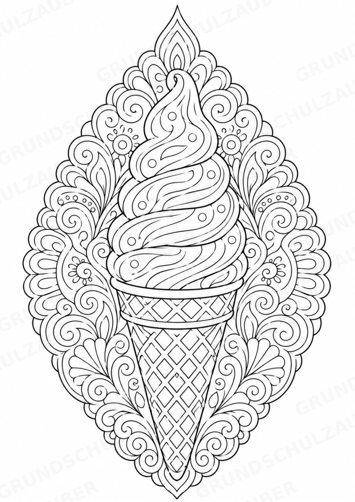 Eis im Sommer Mandalas Ausmalbilder – Wetter und Jahreszeiten – 15 Malvorlagen – Materialseite 13