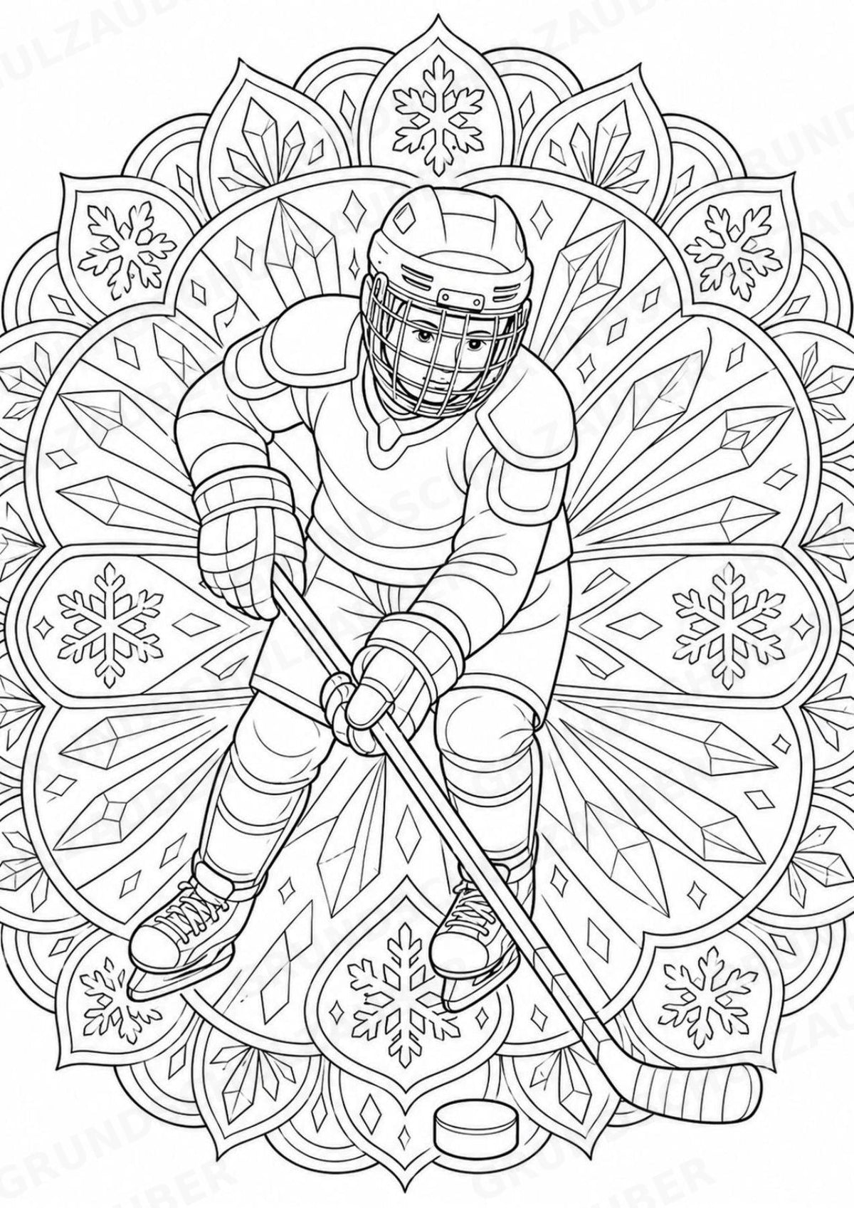 Eishockey Mandalas Ausmalbilder – Sport – 15 Malvorlagen – Materialseite 12