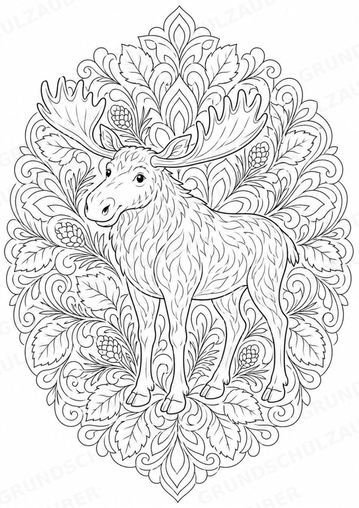 Elch Mandalas Ausmalbilder – Tiere – 15 Malvorlagen – Materialseite 2