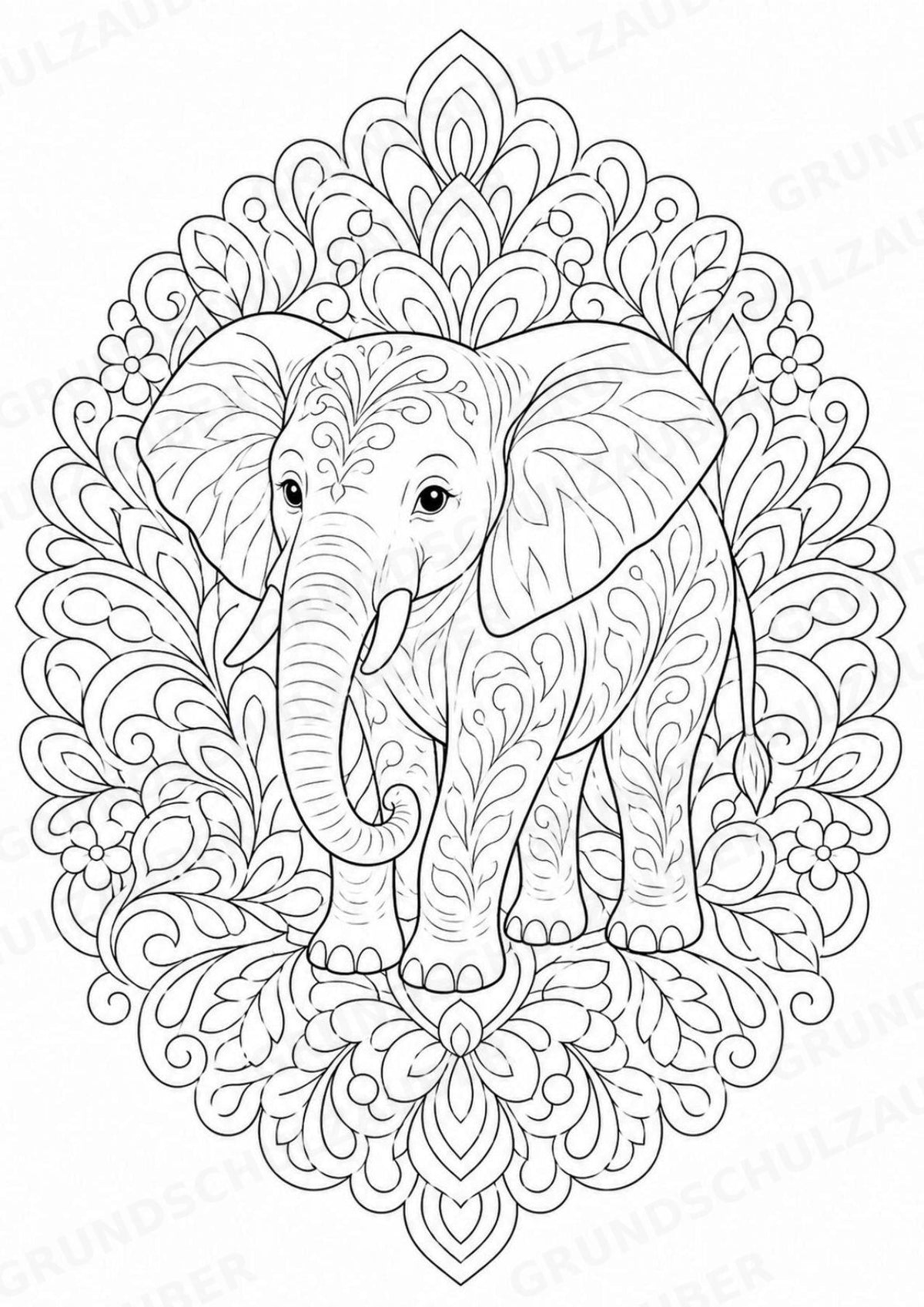 Elefant Mandalas Ausmalbilder – Tiere – 15 Malvorlagen – Materialseite 2