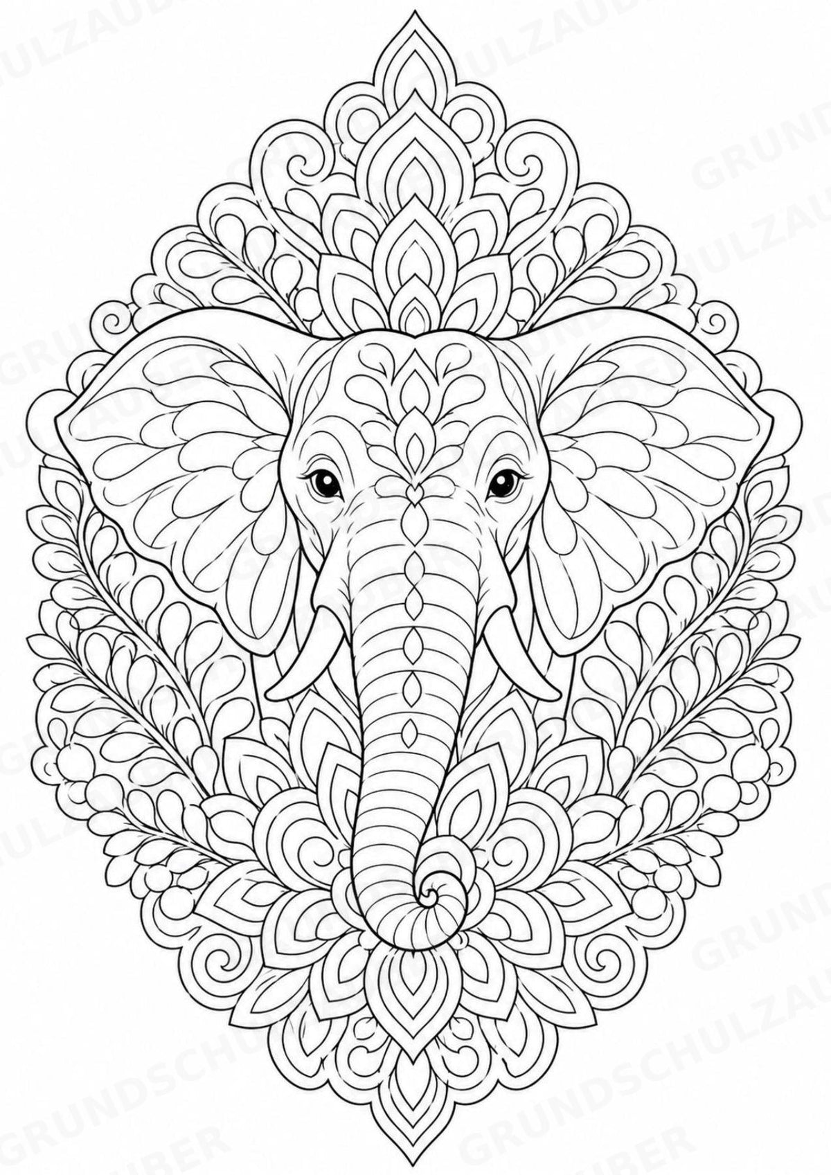 Elefant Mandalas Ausmalbilder – Tiere – 15 Malvorlagen – Materialseite 3