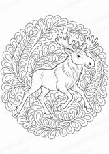Elch Mandalas Ausmalbilder – Tiere – 15 Malvorlagen – Materialseite 7