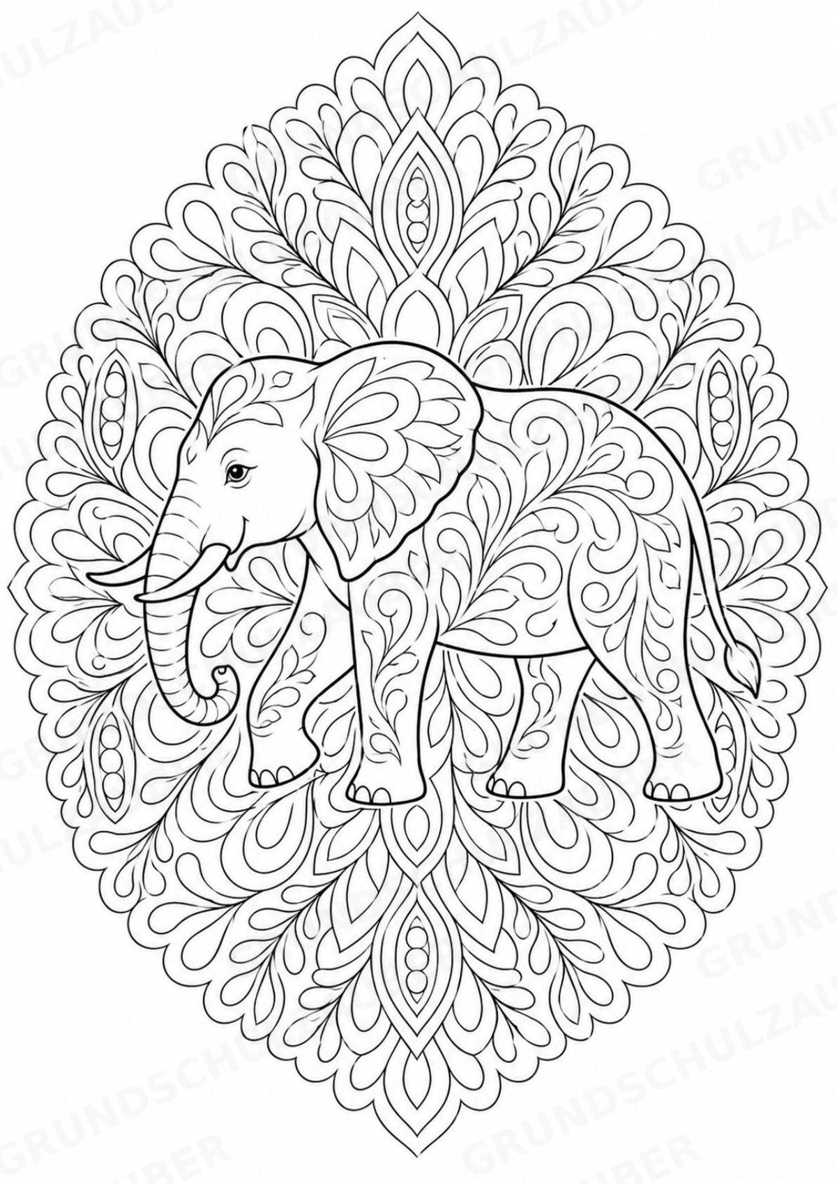 Elefant Mandalas Ausmalbilder – Tiere – 15 Malvorlagen – Materialseite 4