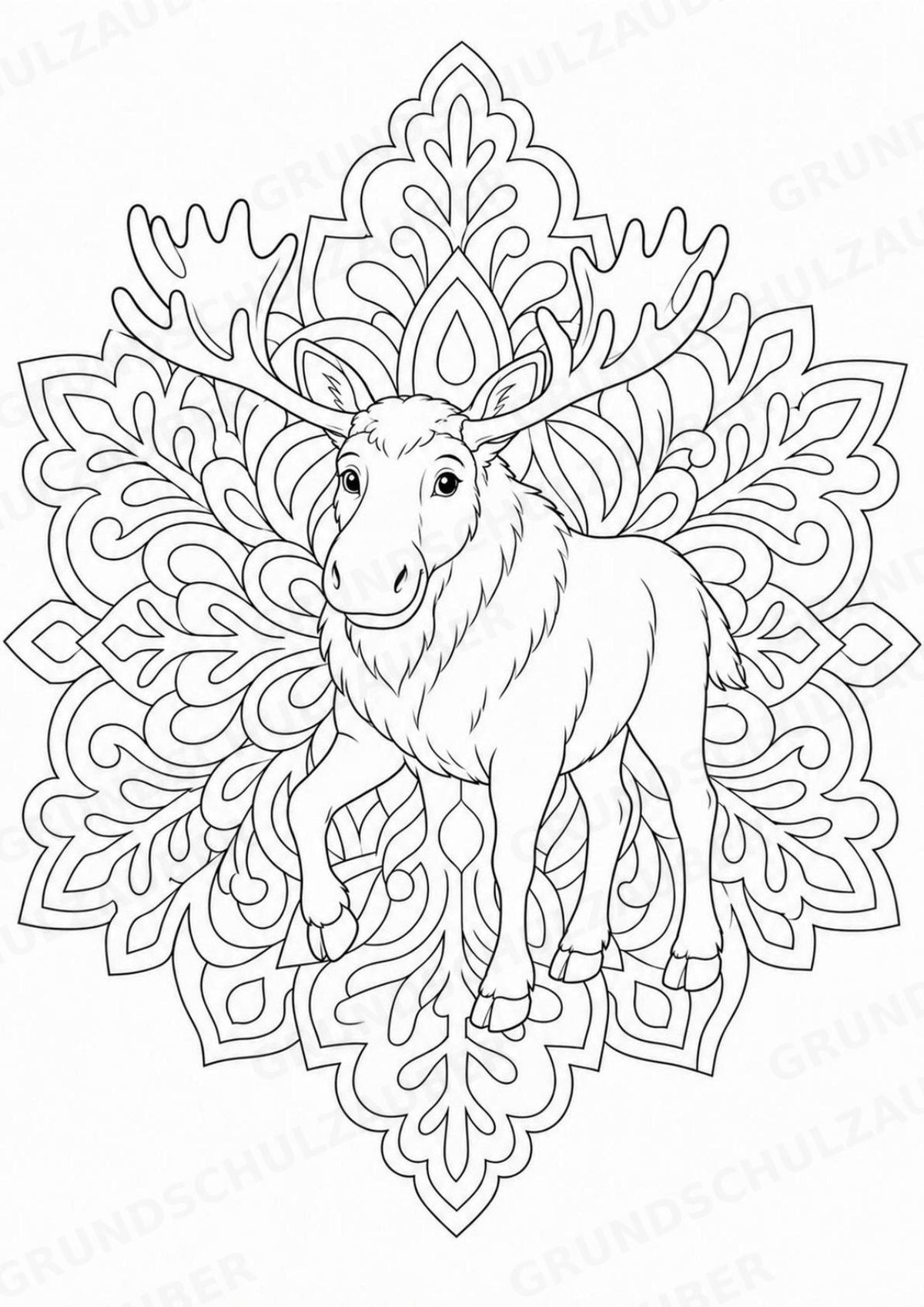 Elch Mandalas Ausmalbilder – Tiere – 15 Malvorlagen – Materialseite 10
