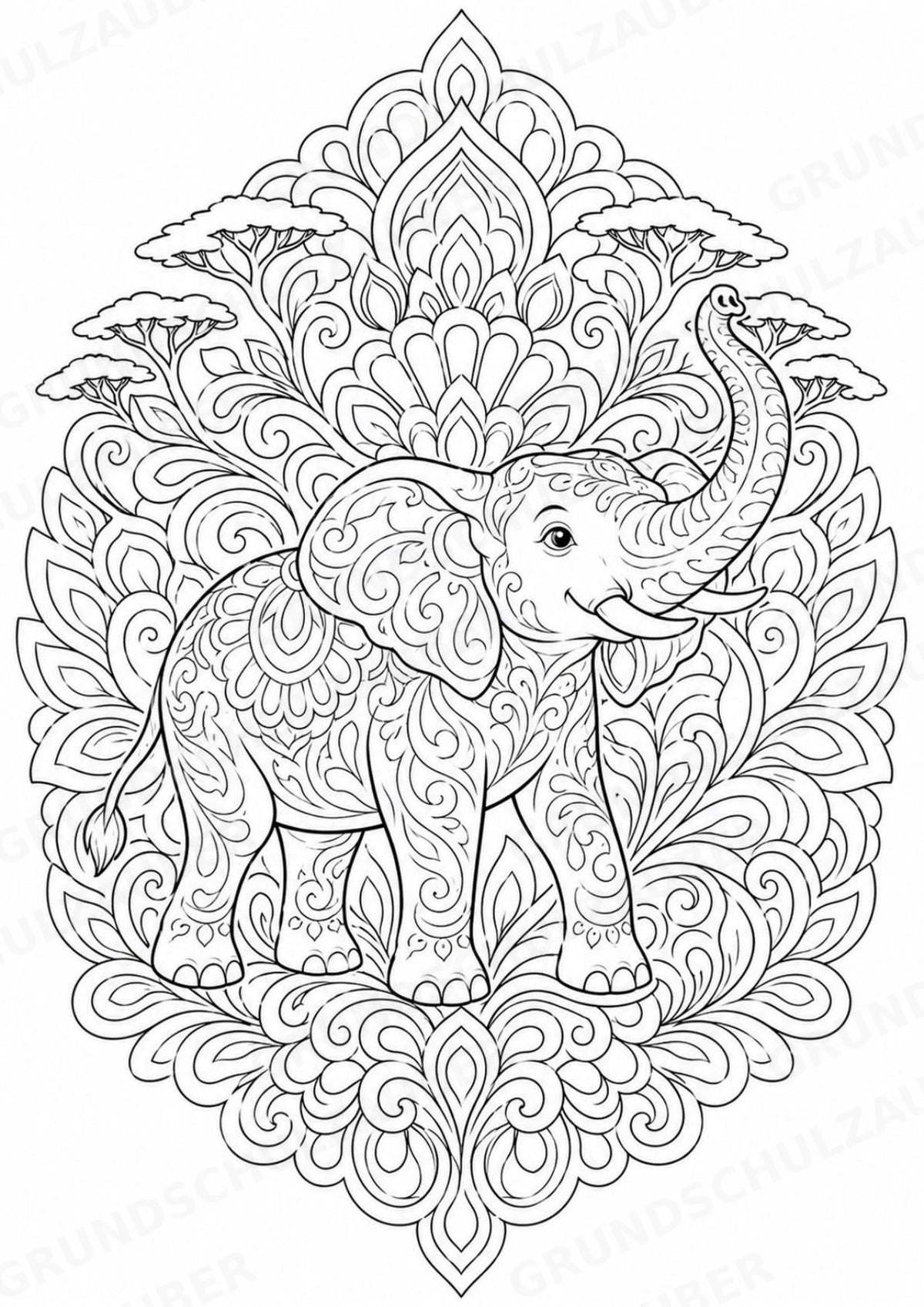 Elefant Mandalas Ausmalbilder – Tiere – 15 Malvorlagen – Materialseite 7
