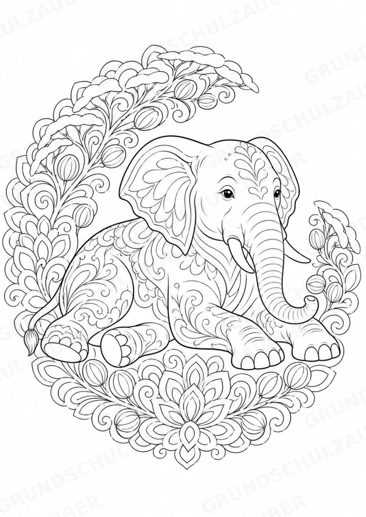 Elefant Mandalas Ausmalbilder – Tiere – 15 Malvorlagen – Materialseite 10