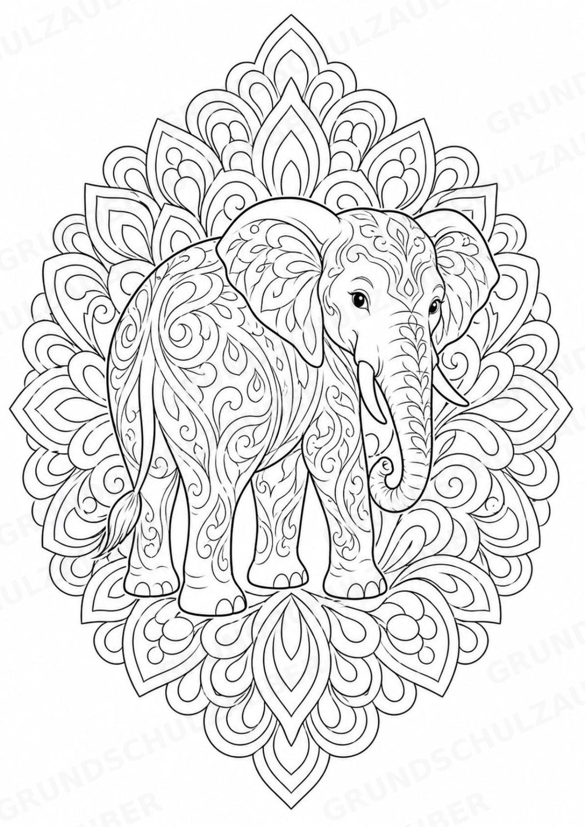 Elefant Mandalas Ausmalbilder – Tiere – 15 Malvorlagen – Materialseite 11